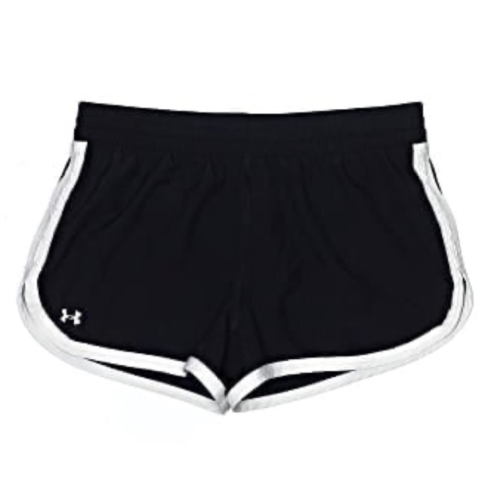 Under Armour Women’s Fly By Black Running Shorts with White Trim
